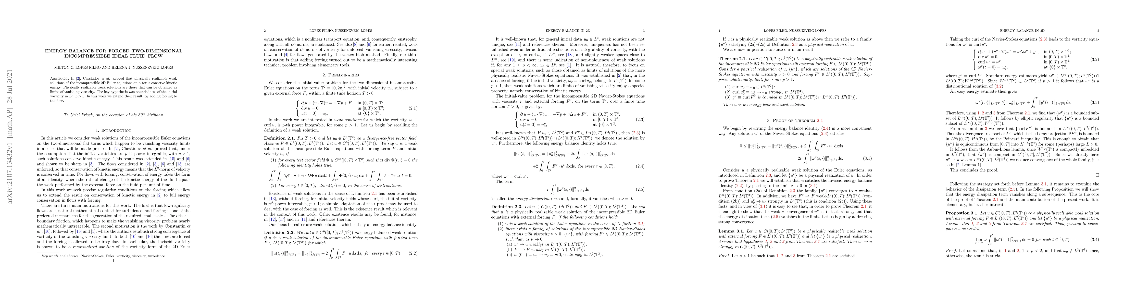 Thumbnail for Energy balance for forced two-dimensional incompressible ideal fluid
  flow