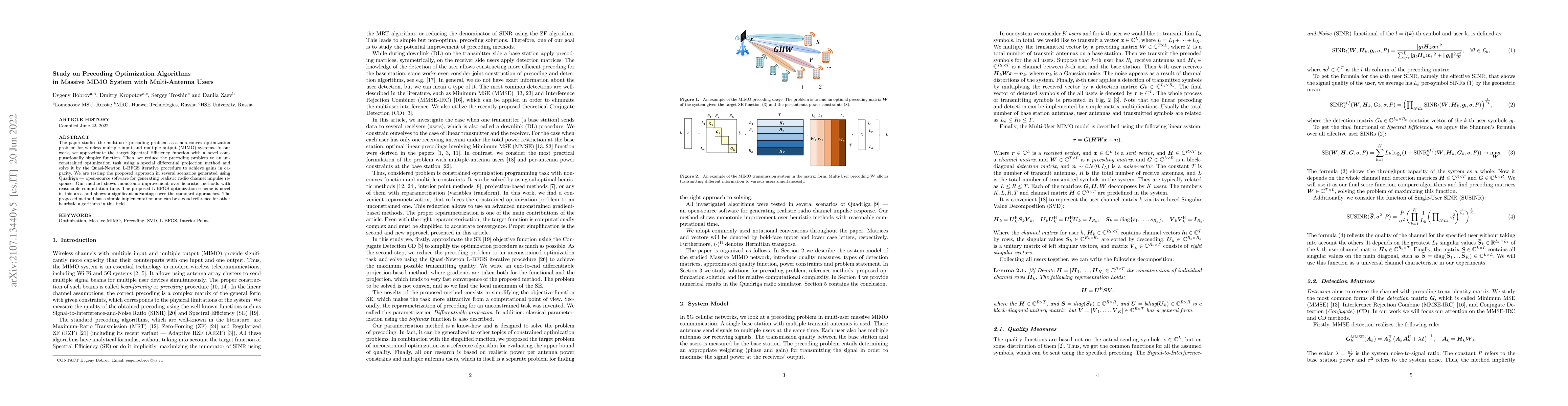 Thumbnail for Study on Precoding Optimization Algorithms in Massive MIMO System with
  Multi-Antenna Users