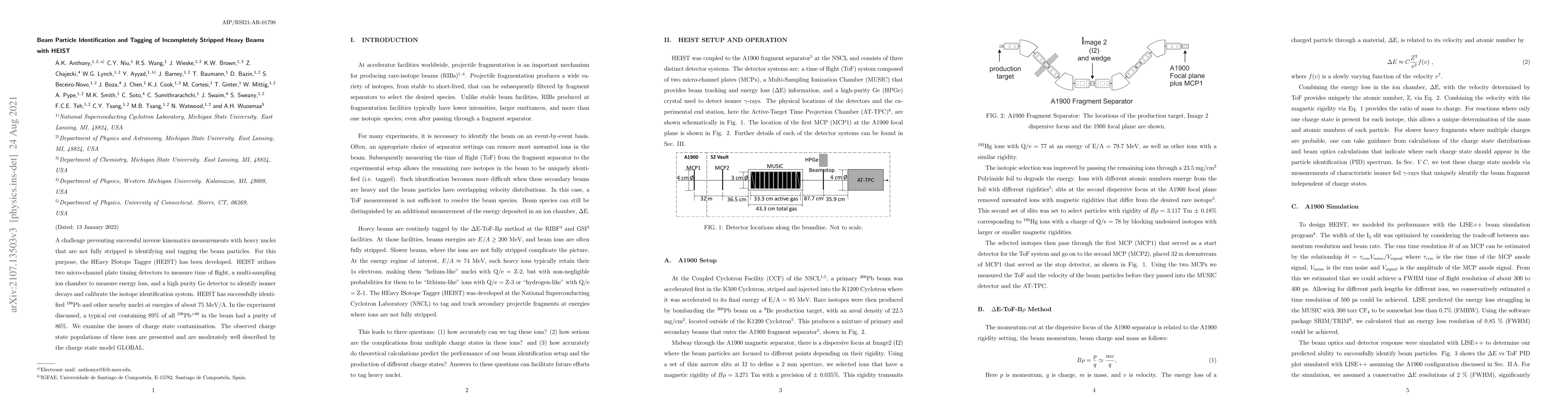 Thumbnail for Beam Particle Identification and Tagging of Incompletely Stripped Heavy
  Beams with HEIST