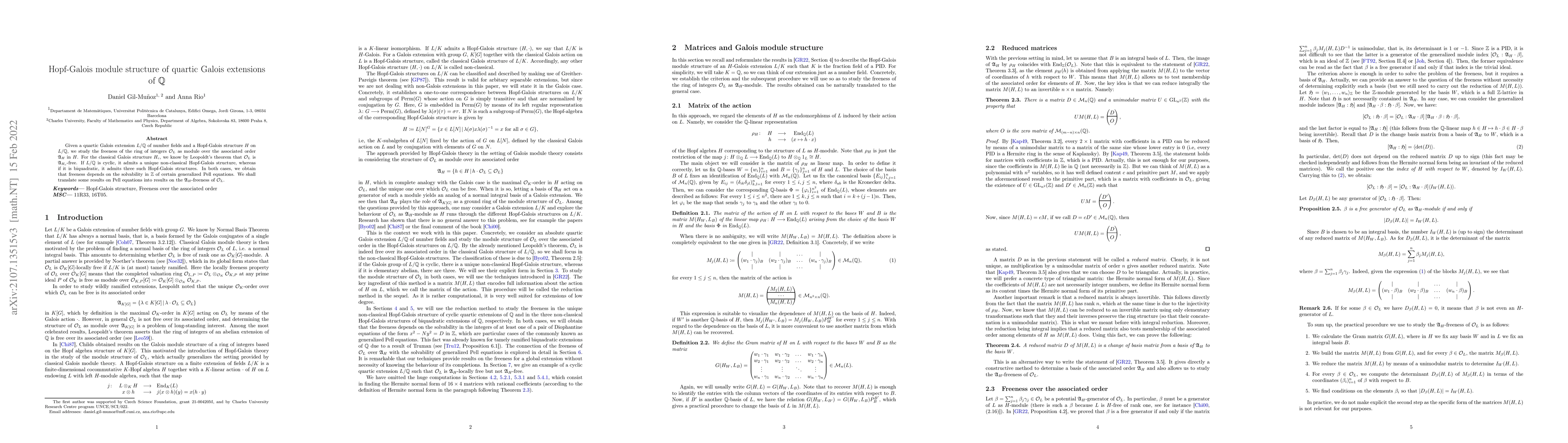 Thumbnail for Hopf-Galois module structure of quartic Galois extensions of
  $\mathbb{Q}$