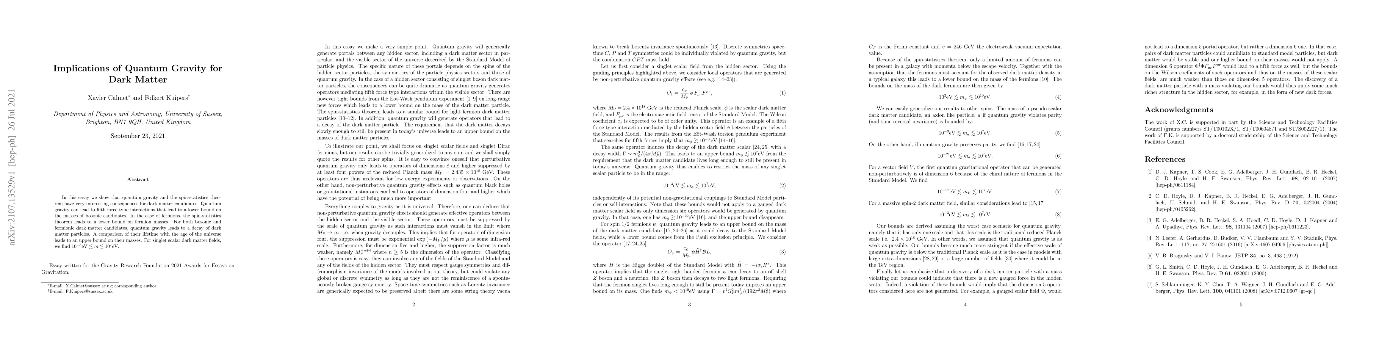 Thumbnail for Implications of Quantum Gravity for Dark Matter