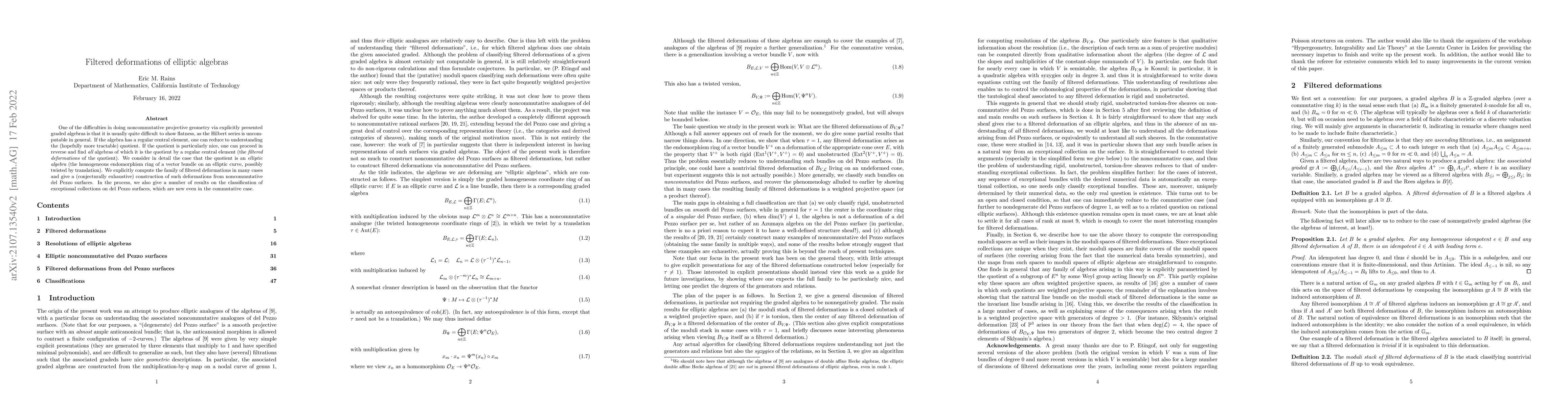 Thumbnail for Filtered deformations of elliptic algebras