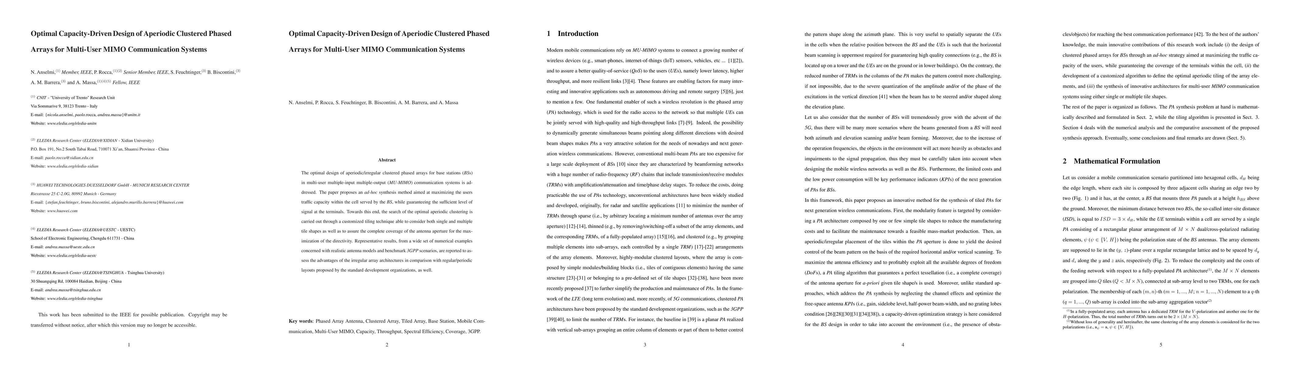 Thumbnail for Optimal Capacity-Driven Design of Aperiodic Clustered Phased Arrays for
  Multi-User MIMO Communication Systems