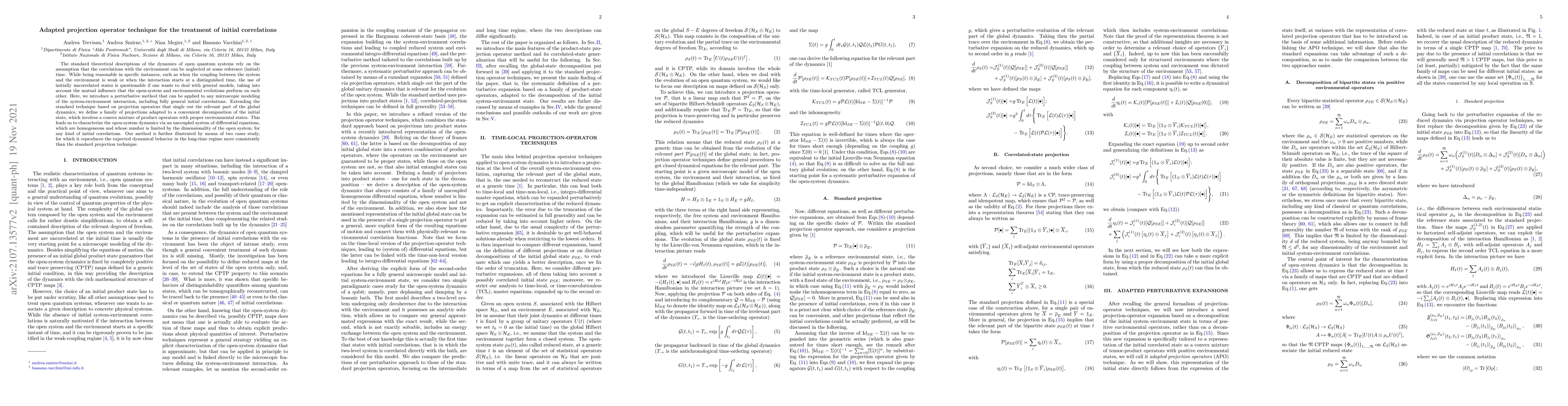 Thumbnail for Adapted projection operator technique for the treatment of initial
  correlations