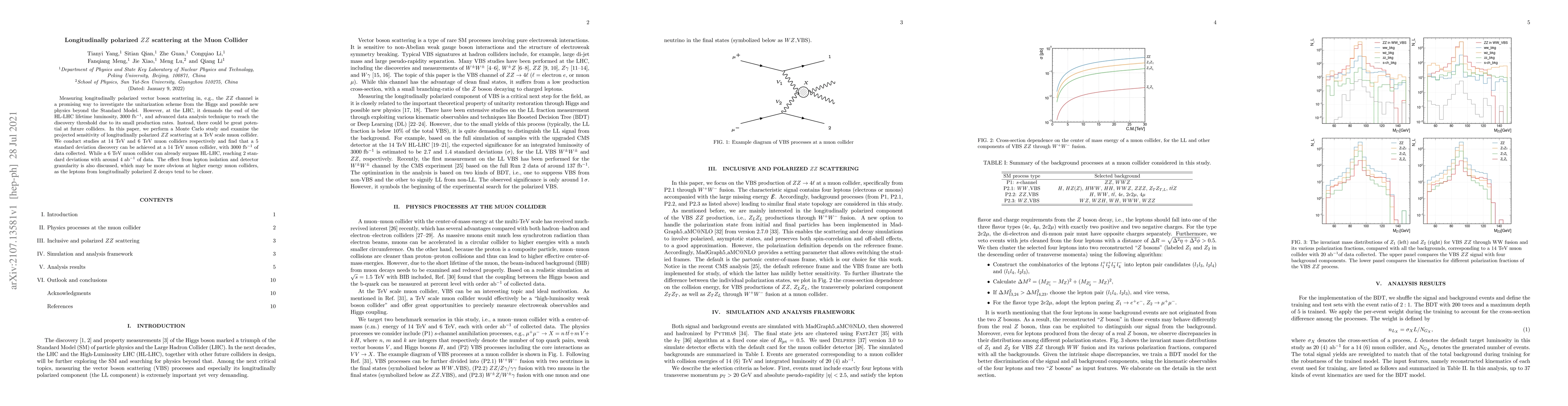 Thumbnail for Longitudinally polarized ZZ scattering at the Muon Collider