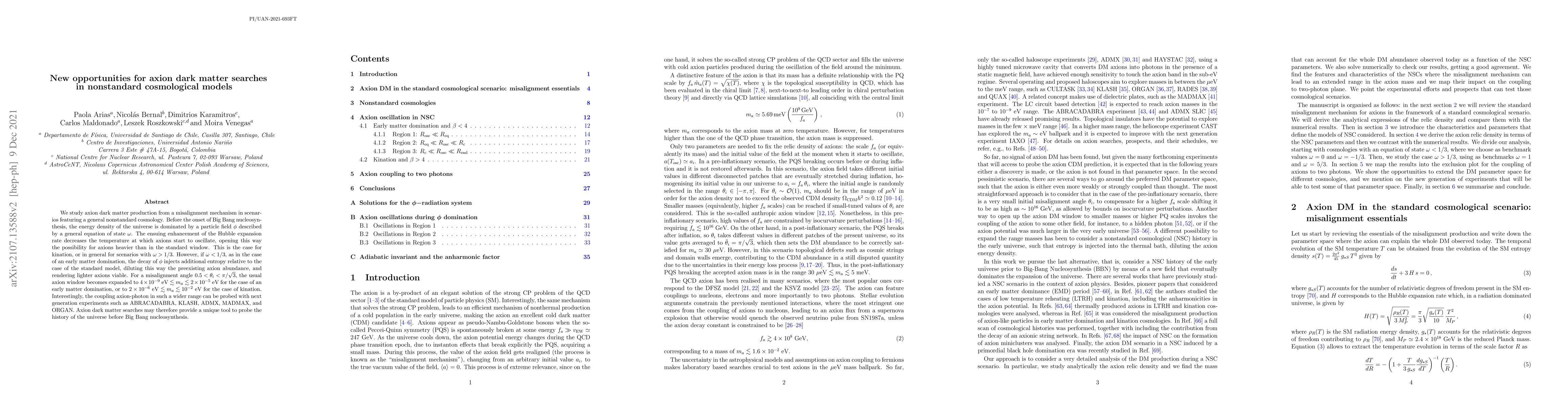 Thumbnail for New opportunities for axion dark matter searches in nonstandard
  cosmological models