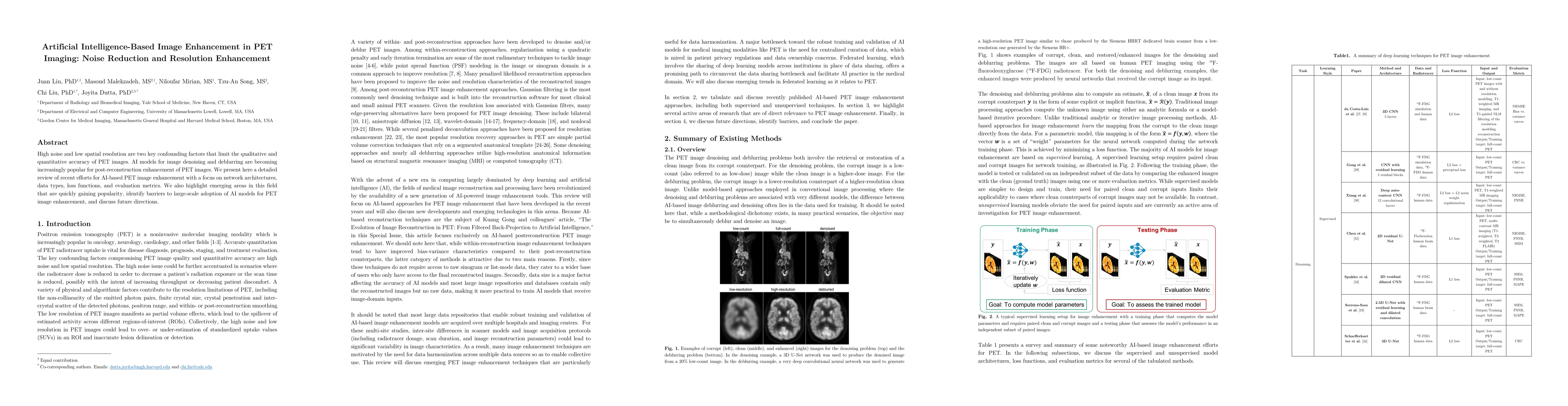 Thumbnail for Artificial Intelligence-Based Image Enhancement in PET Imaging: Noise
  Reduction and Resolution Enhancement