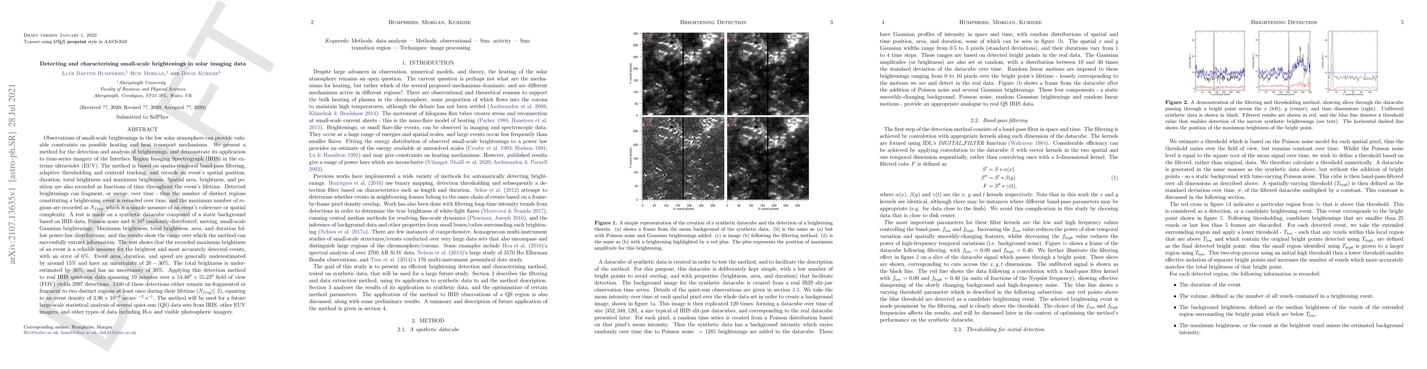 Thumbnail for Detecting and characterising small-scale brightenings in solar imaging
  data