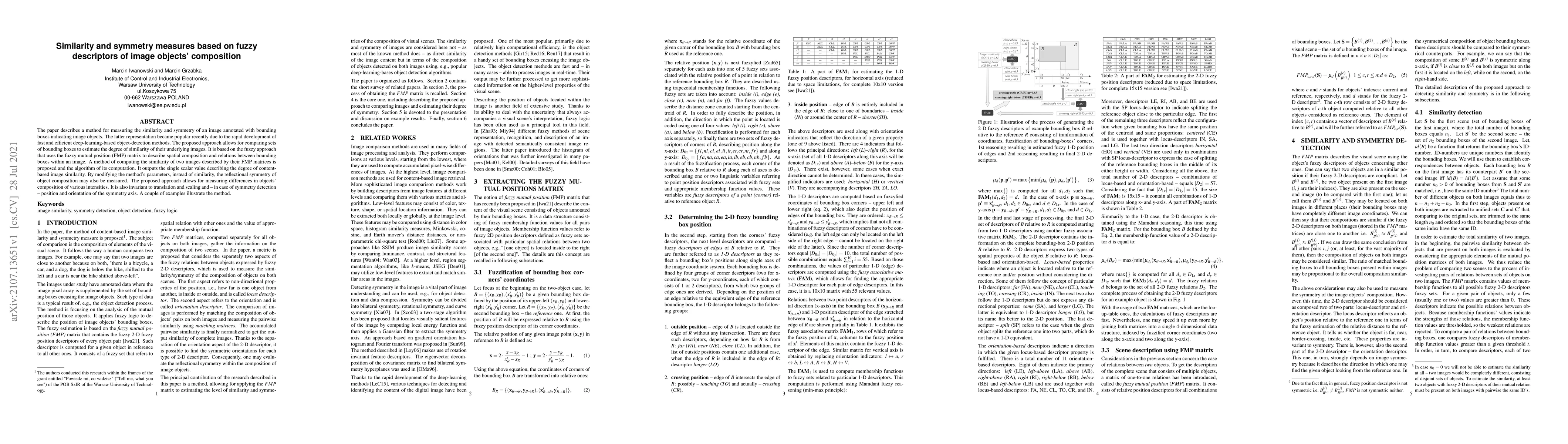 Thumbnail for Similarity and symmetry measures based on fuzzy descriptors of image
  objects` composition