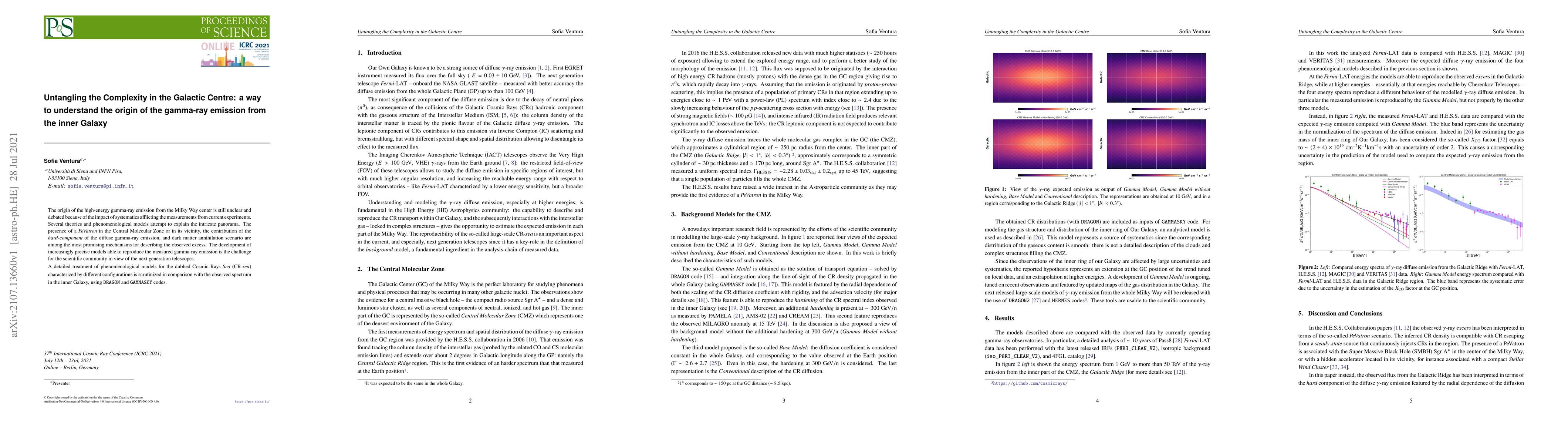 Thumbnail for Untangling the Complexity in the Galactic Centre: a way to understand
  the origin of the gamma-ray emission from the inner Galaxy