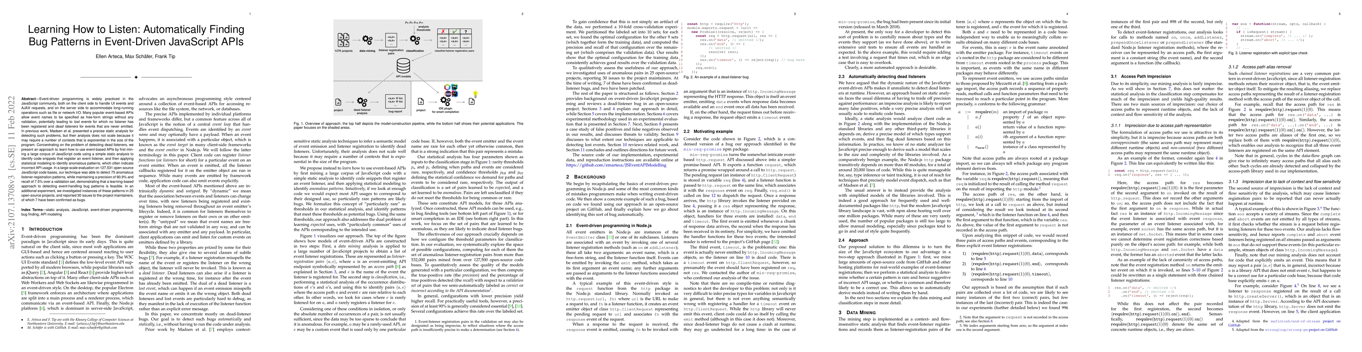 Thumbnail for Learning how to listen: Automatically finding bug patterns in
  event-driven JavaScript APIs