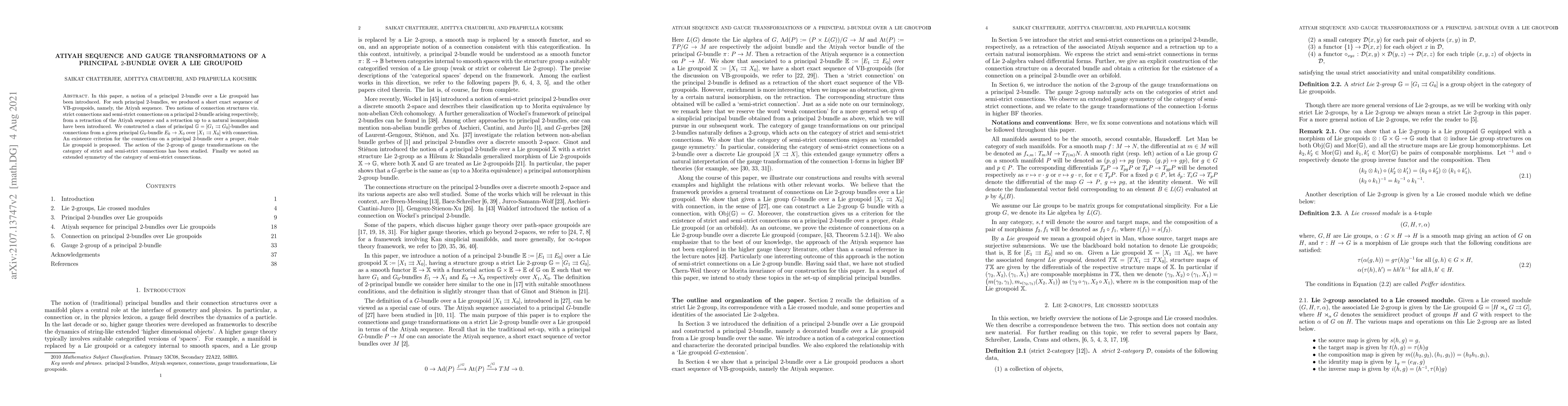 Thumbnail for Atiyah sequence and Gauge transformations of a principal $2$-bundle over
  a Lie groupoid