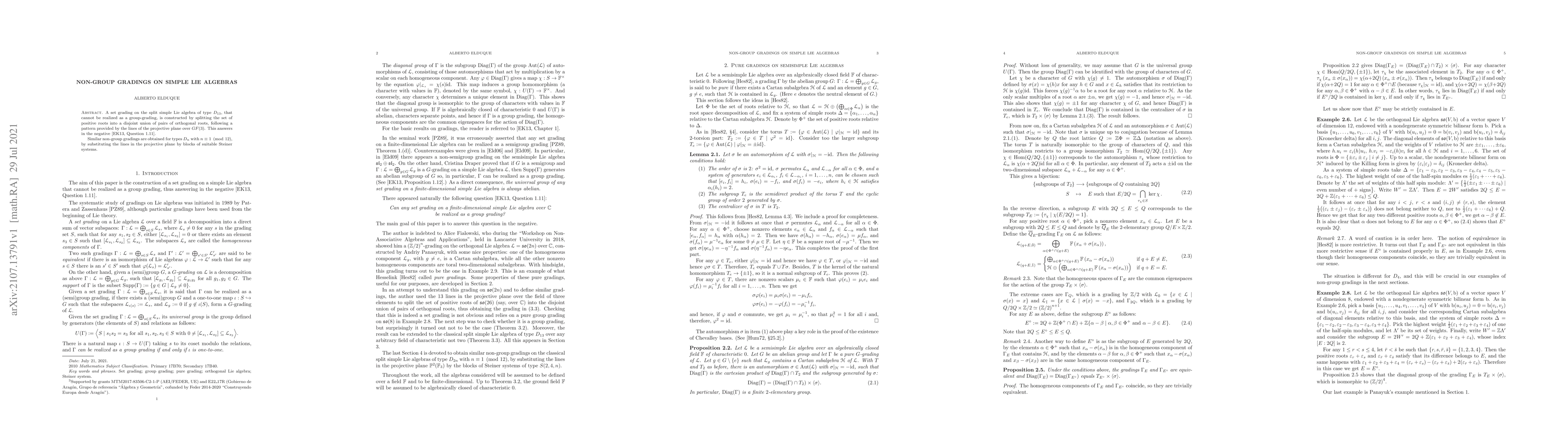 Thumbnail for Non-group gradings on simple Lie algebras