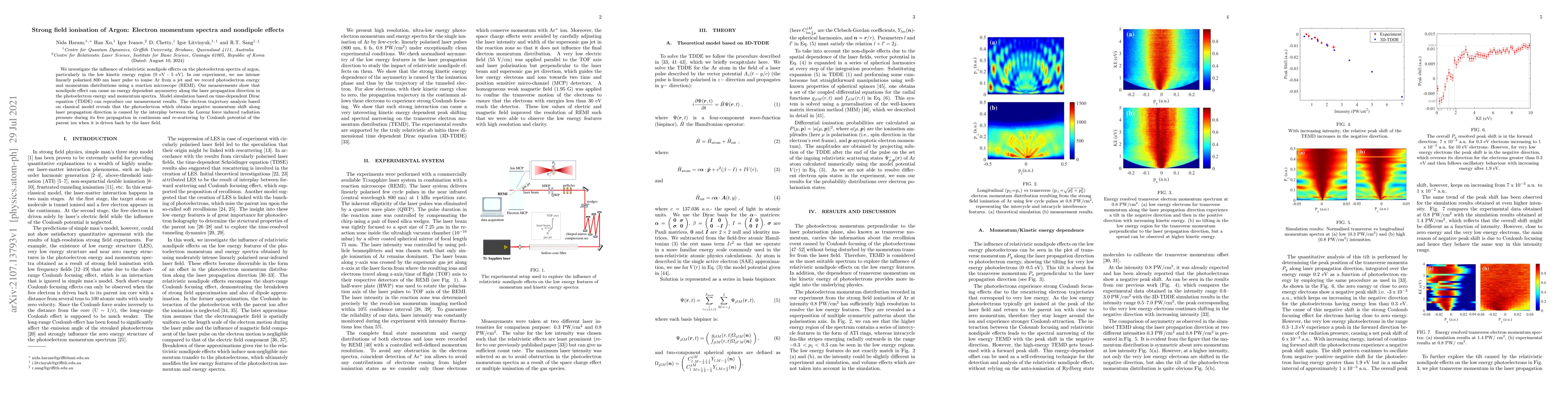 Thumbnail for Strong field ionisation of Argon: Electron momentum spectra and
  nondipole effects