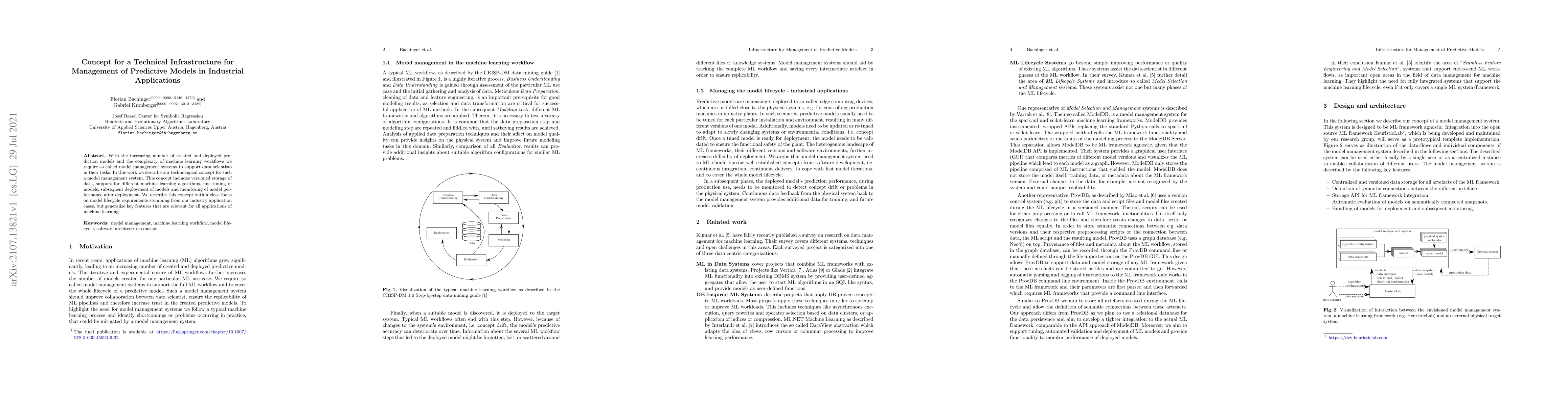 Thumbnail for Concept for a Technical Infrastructure for Management of Predictive
  Models in Industrial Applications