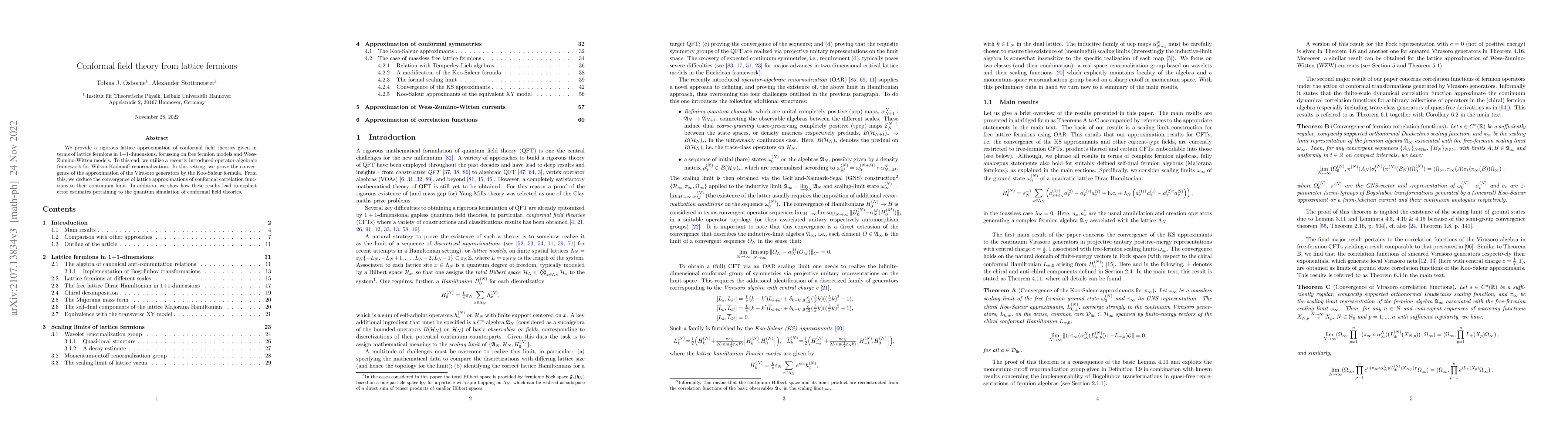 Thumbnail for Conformal field theory from lattice fermions