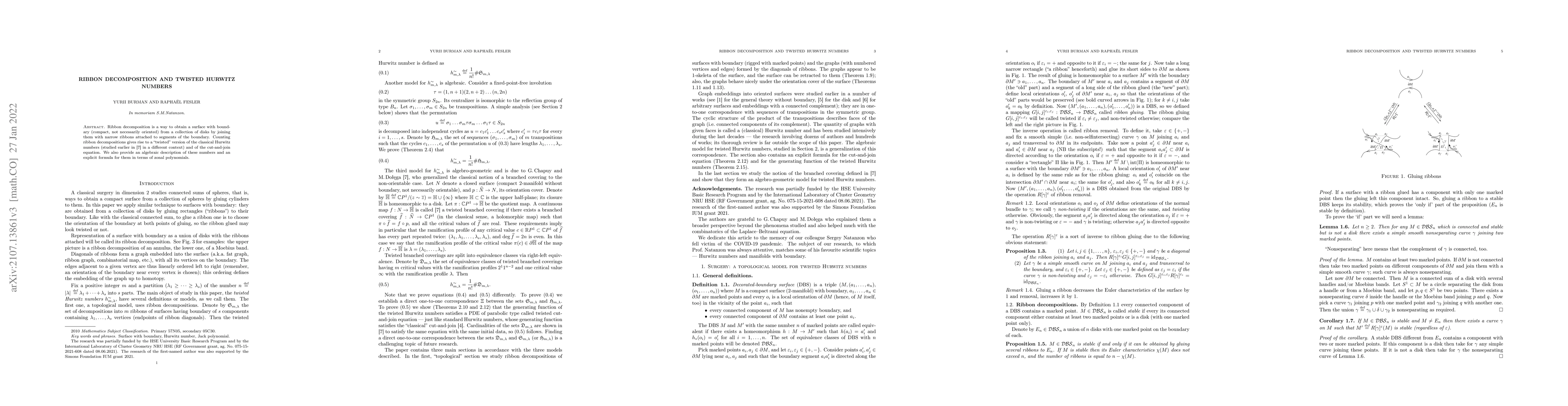 Thumbnail for Ribbon decomposition and twisted Hurwitz numbers