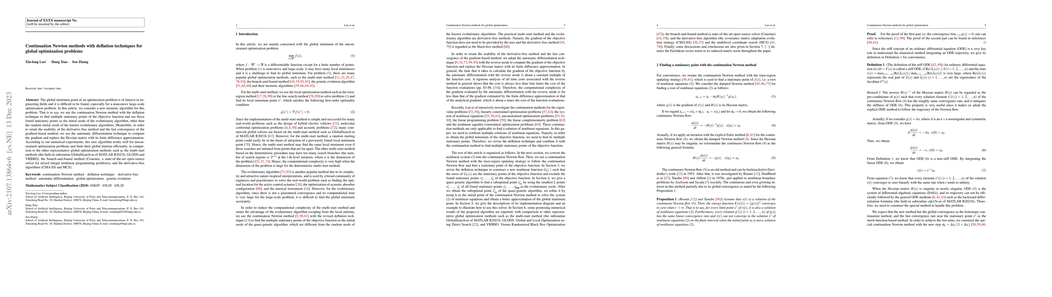Thumbnail for Continuation Newton methods with deflation techniques for global
  optimization problems