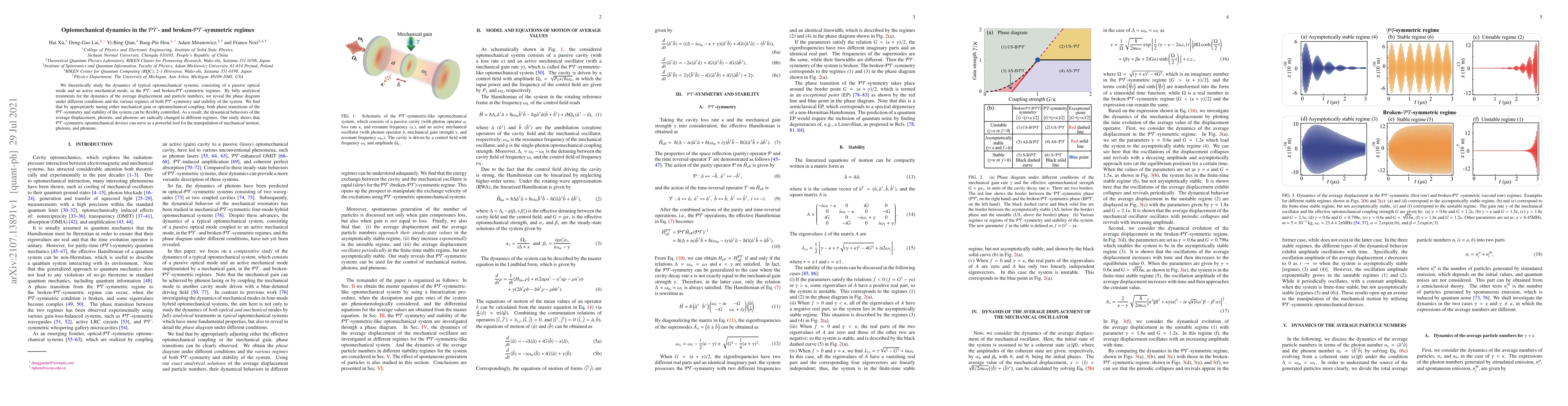 Thumbnail for Optomechanical dynamics in the $\mathcal{PT}$- and
  broken-$\mathcal{PT}$-symmetric regimes