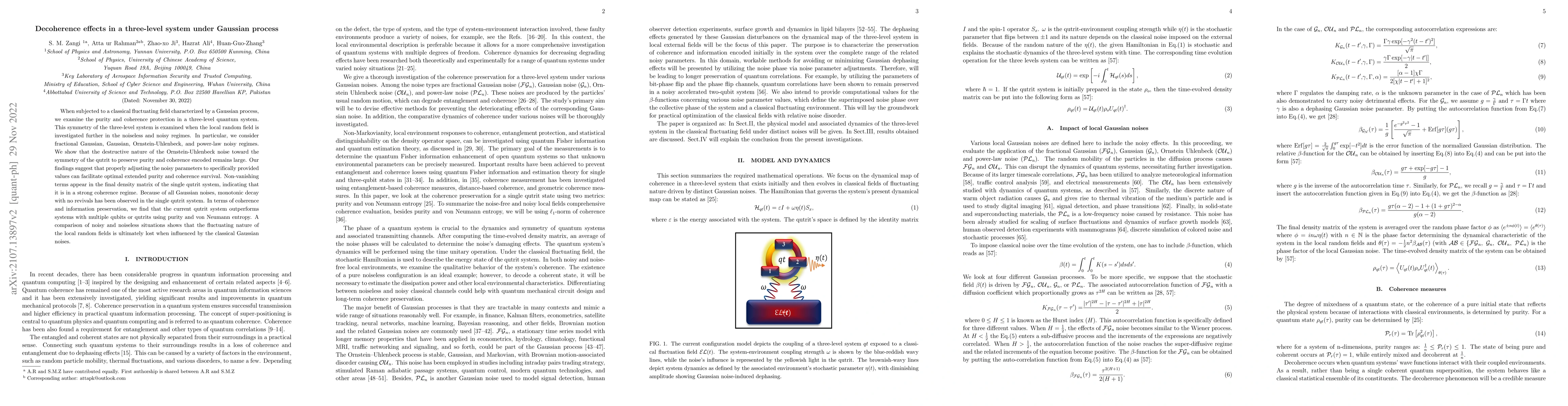 Thumbnail for Decoherence Effects in a Three-Level System under Gaussian Process