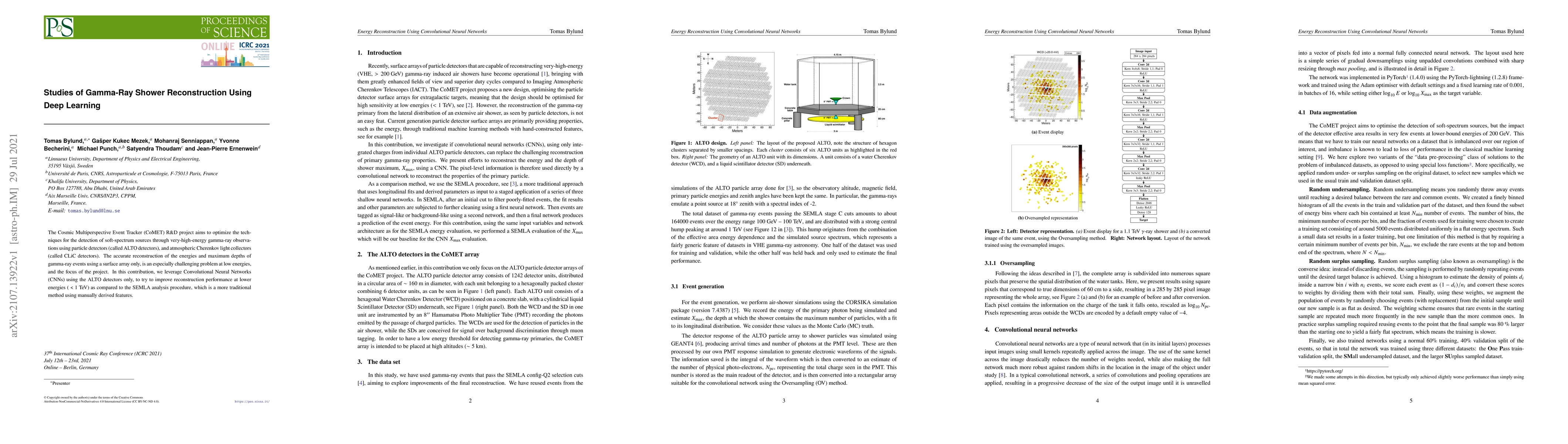 Thumbnail for Studies of Gamma-Ray Shower Reconstruction Using Deep Learning