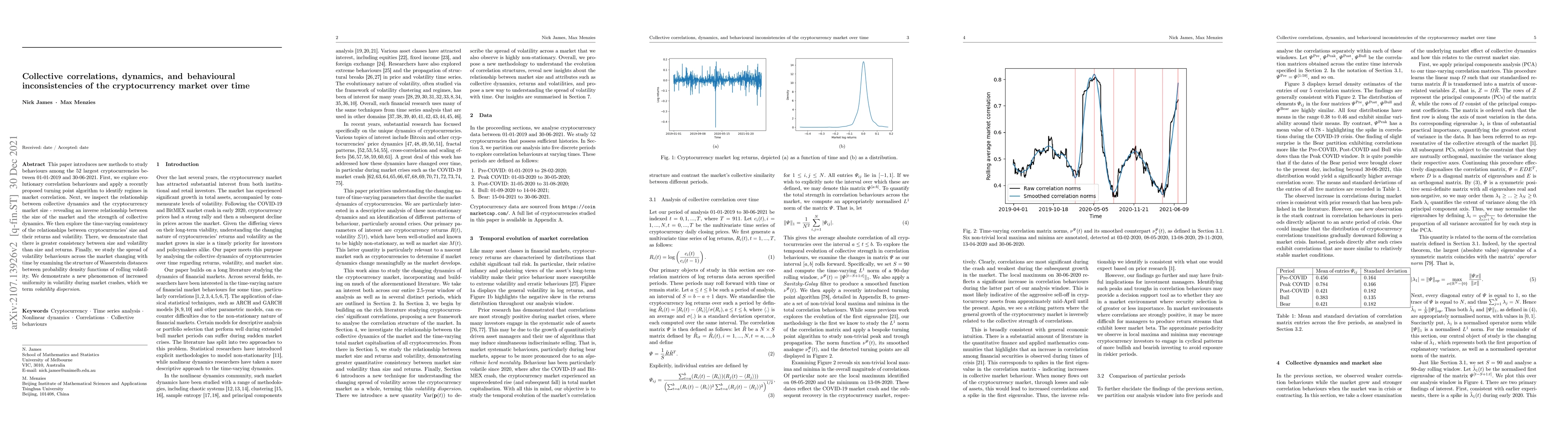 Thumbnail for Collective correlations, dynamics, and behavioural inconsistencies of
  the cryptocurrency market over time