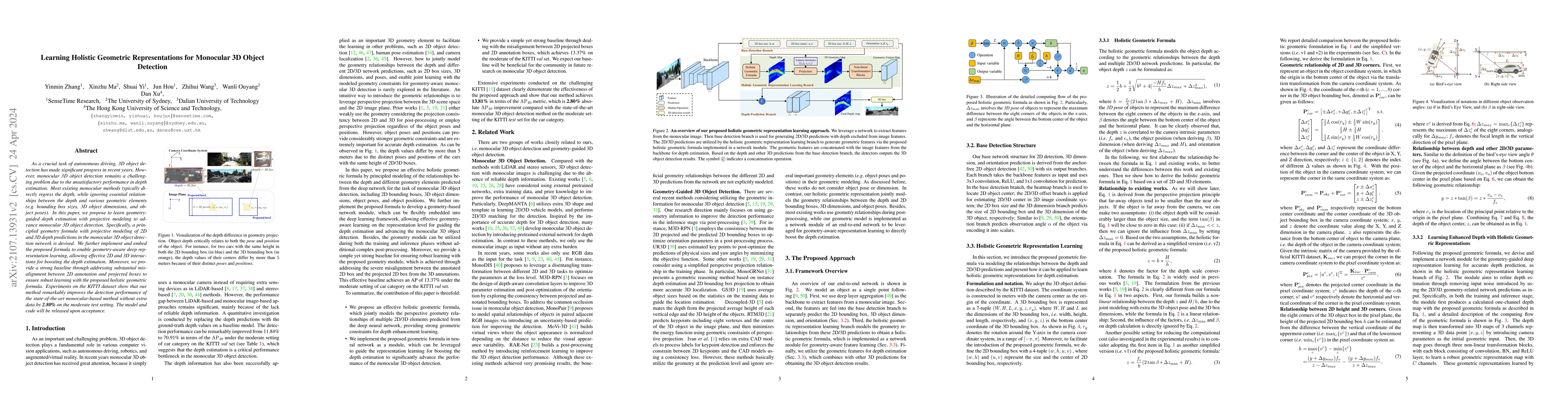 Thumbnail for Learning Geometry-Guided Depth via Projective Modeling for Monocular 3D
  Object Detection