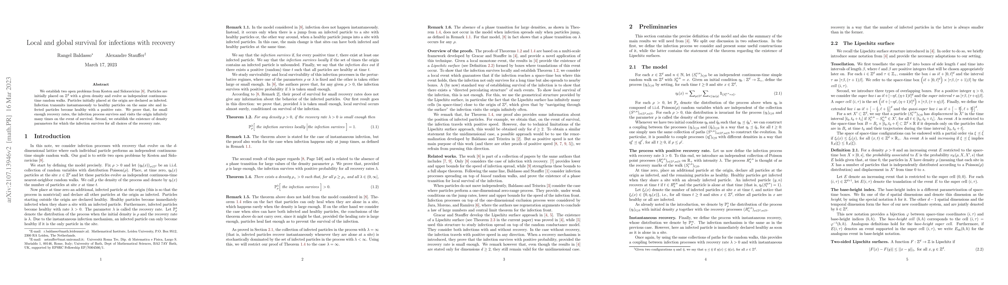 Thumbnail for Local and global survival for infections with recovery