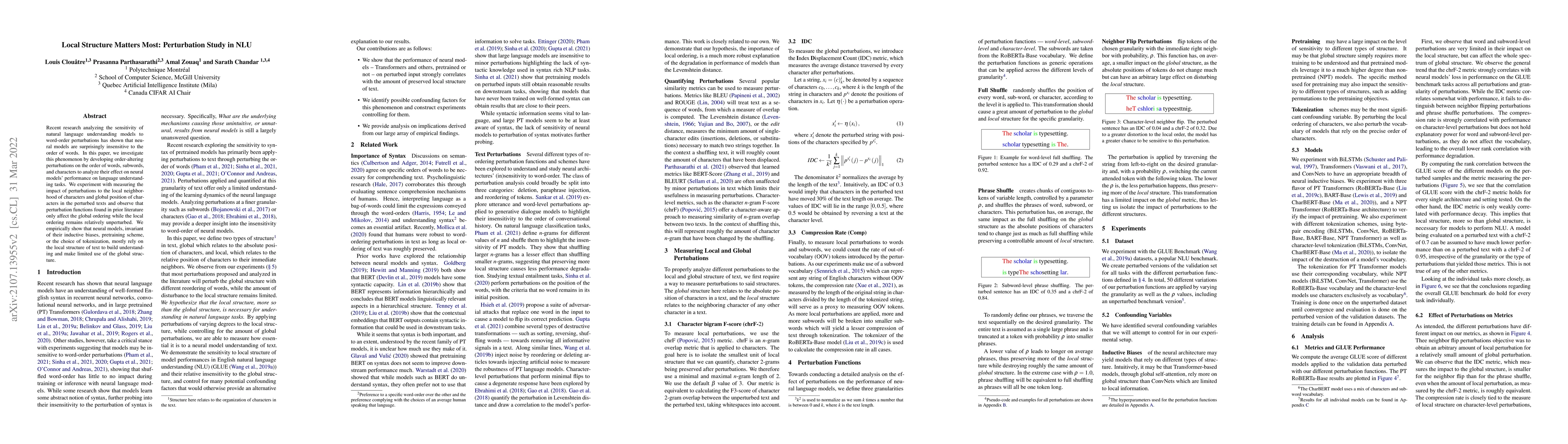 Thumbnail for Local Structure Matters Most: Perturbation Study in NLU