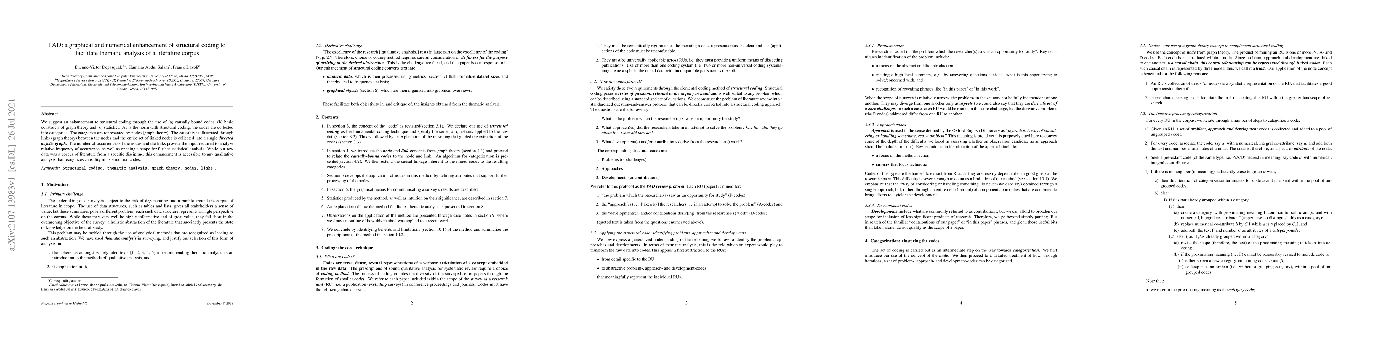 Thumbnail for PAD: a graphical and numerical enhancement of structural coding to
  facilitate thematic analysis of a literature corpus
