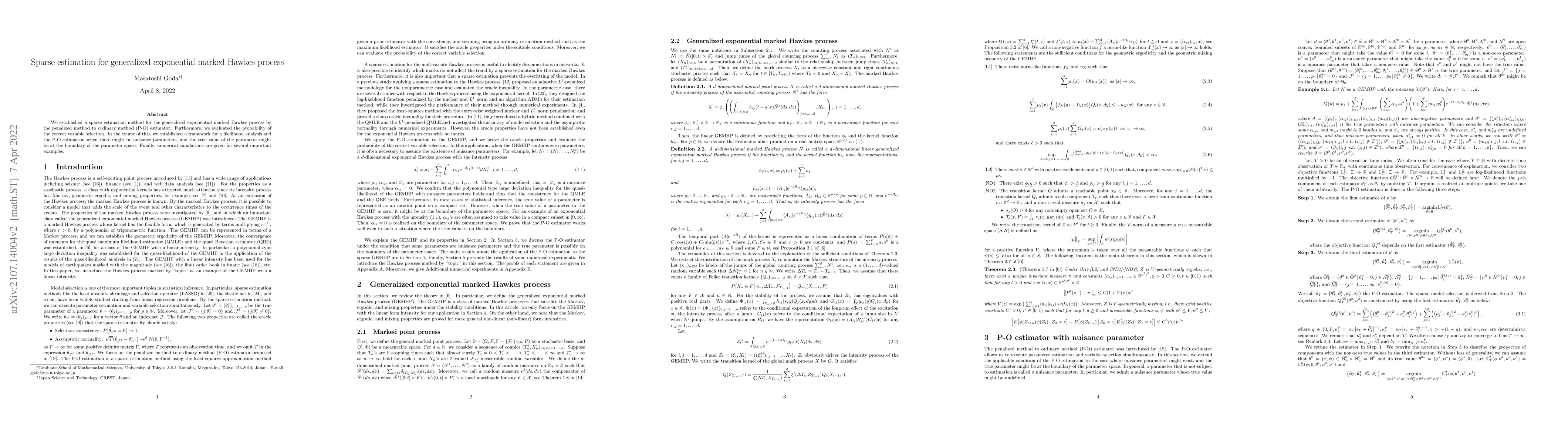 Thumbnail for Sparse estimation for generalized exponential marked Hawkes process