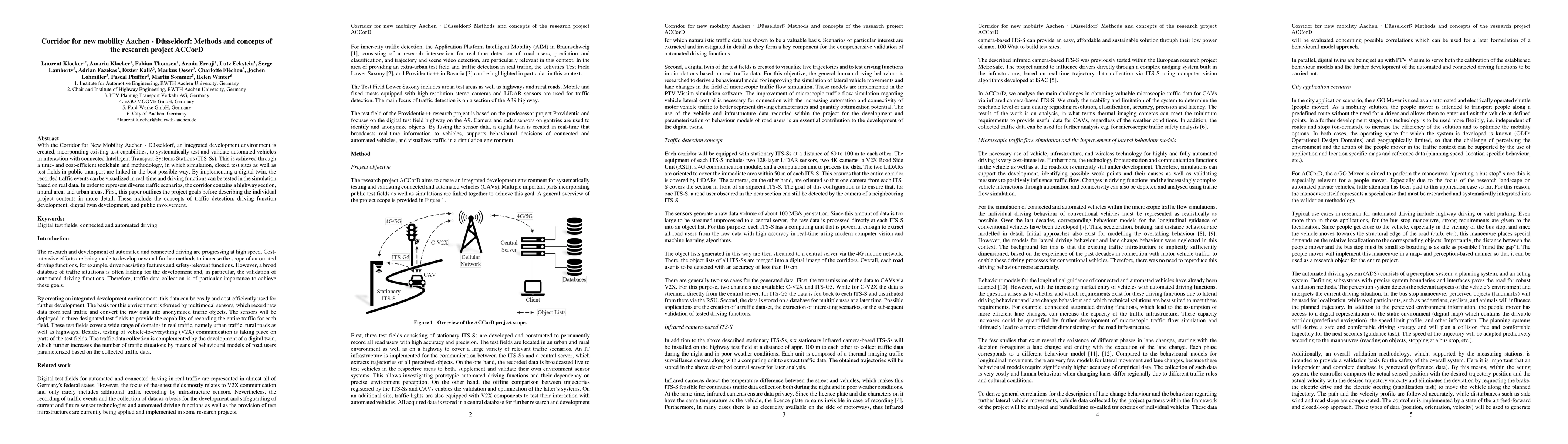 Thumbnail for Corridor for new mobility Aachen-D\"usseldorf: Methods and concepts of
  the research project ACCorD