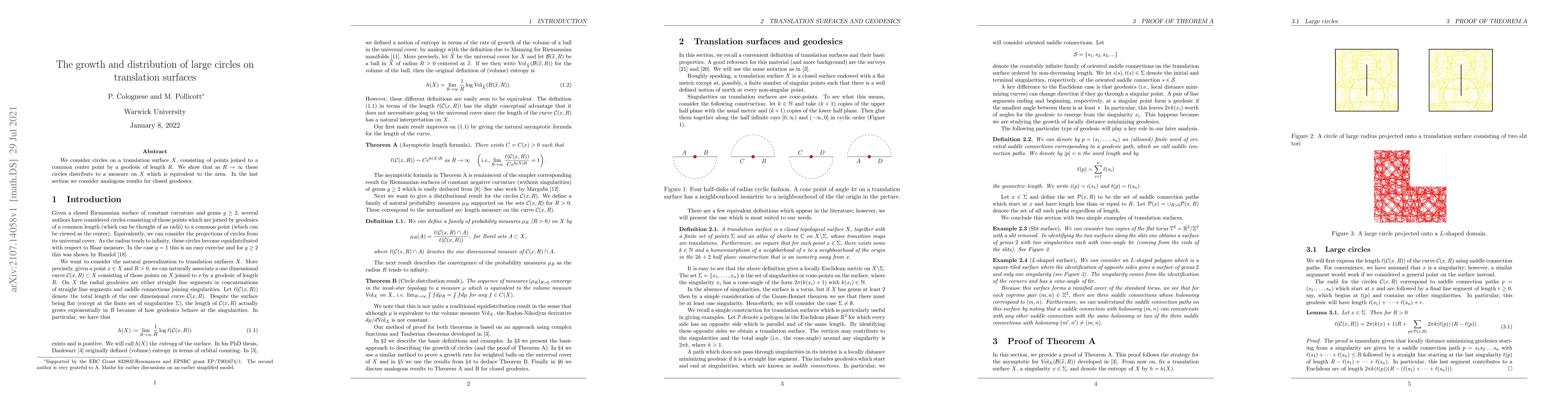 Thumbnail for The growth and distribution of large circles on translation surfaces