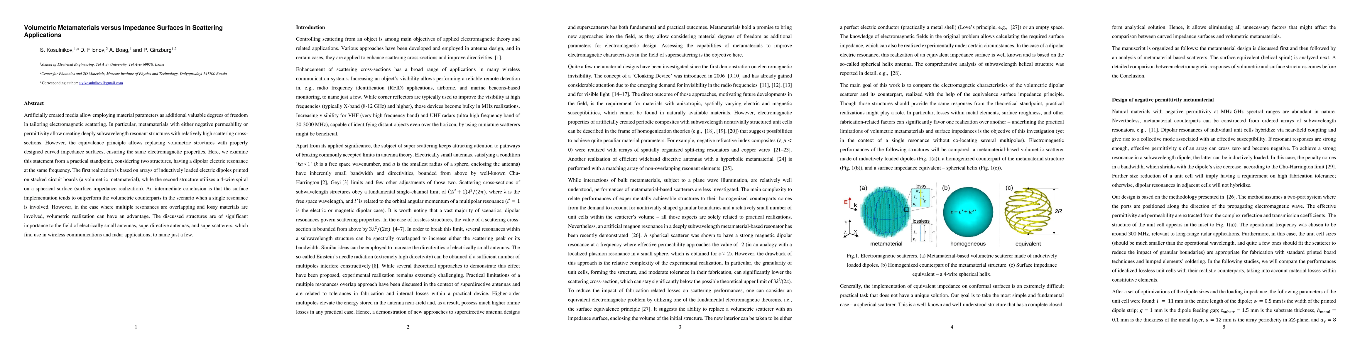 Thumbnail for Volumetric Metamaterials versus Impedance Surfaces in Scattering
  Applications