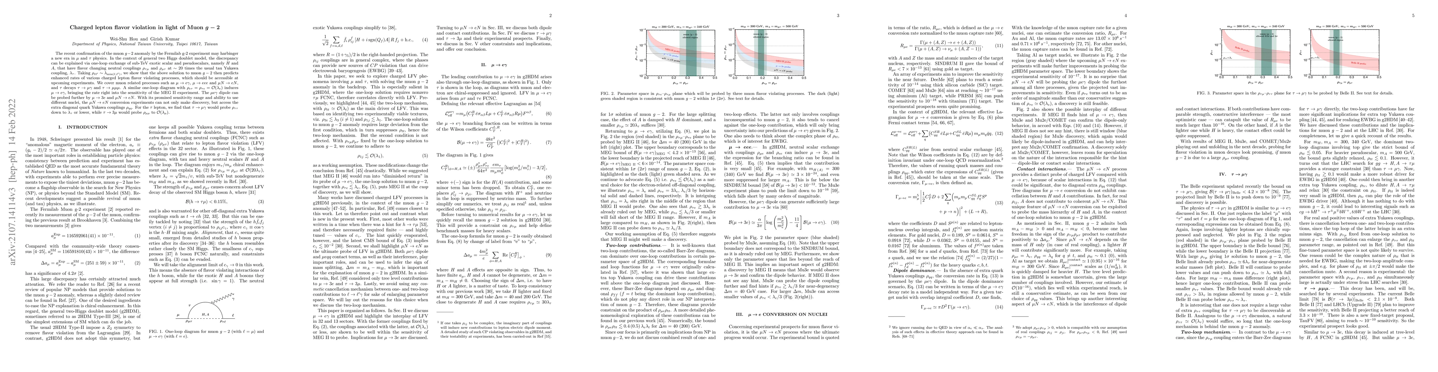 Thumbnail for Charged lepton flavor violation in light of Muon $g-2$