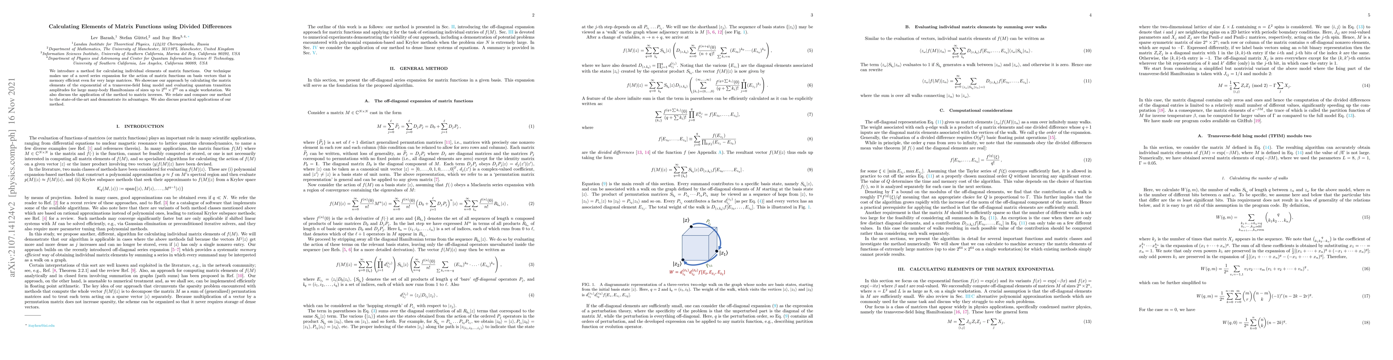 Thumbnail for Calculating elements of matrix functions using divided differences