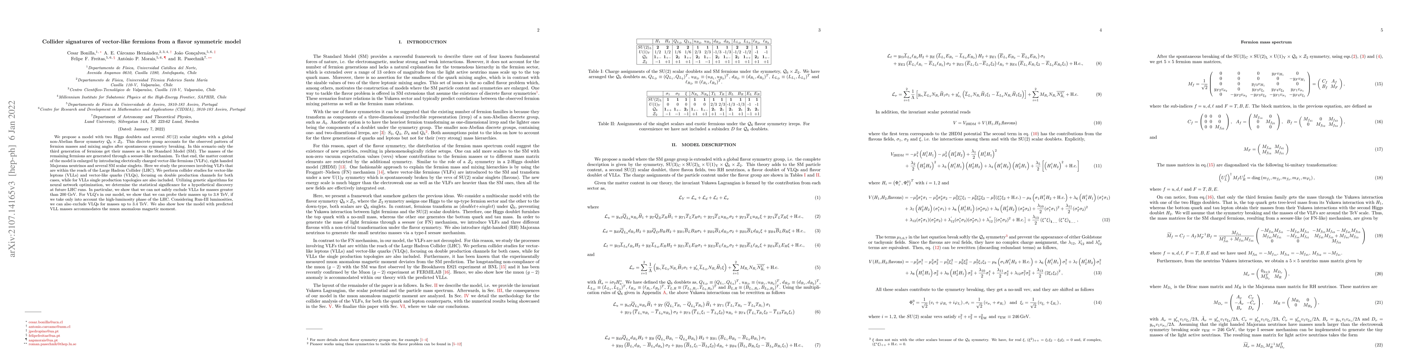 Thumbnail for Collider signatures of vector-like fermions from a flavor symmetric
  model