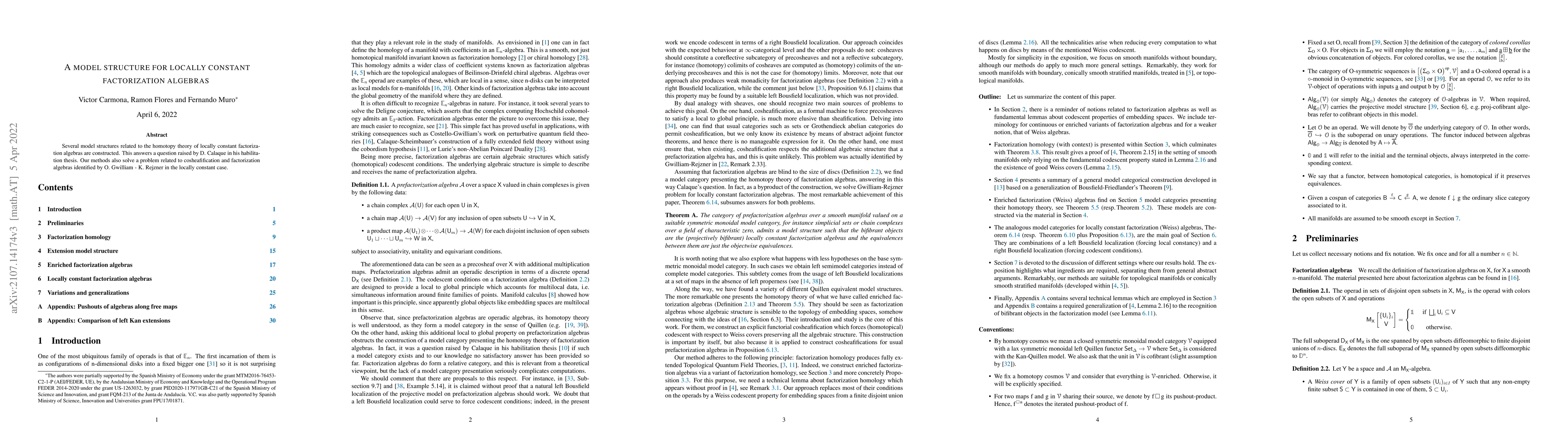 Thumbnail for A model structure for locally constant factorization algebras