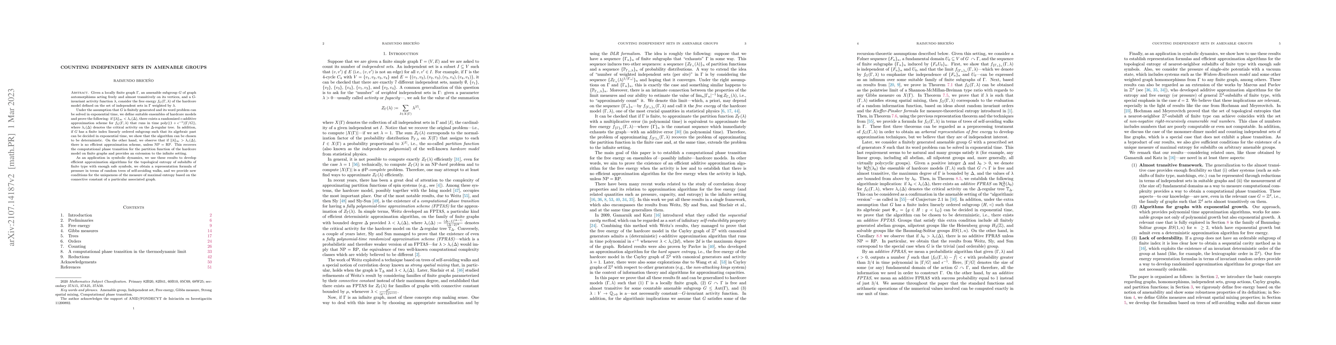 Thumbnail for Counting independent sets in amenable groups