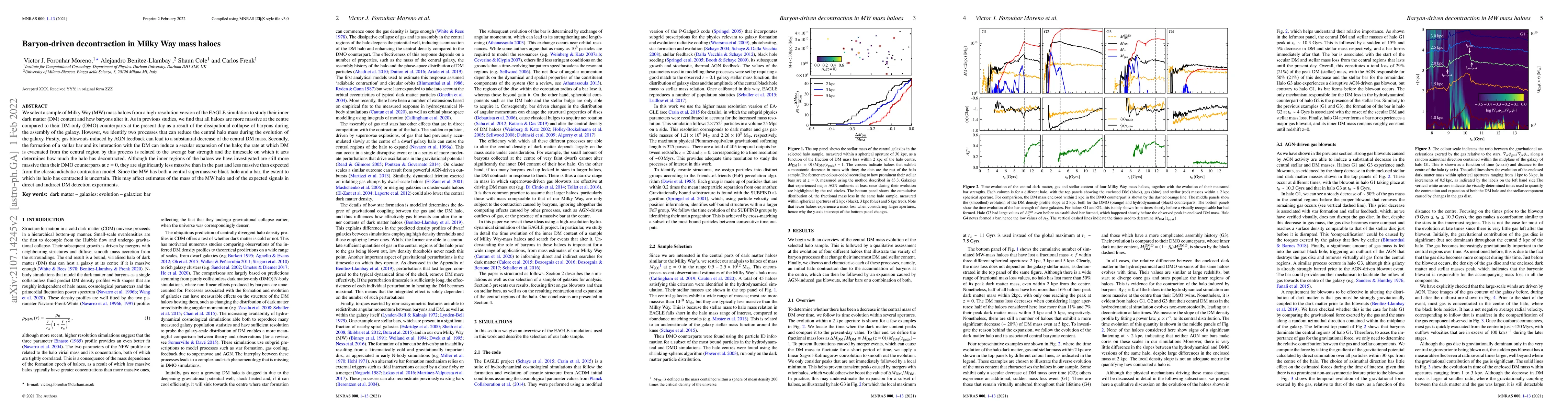 Thumbnail for Baryon-driven decontraction in Milky Way mass haloes