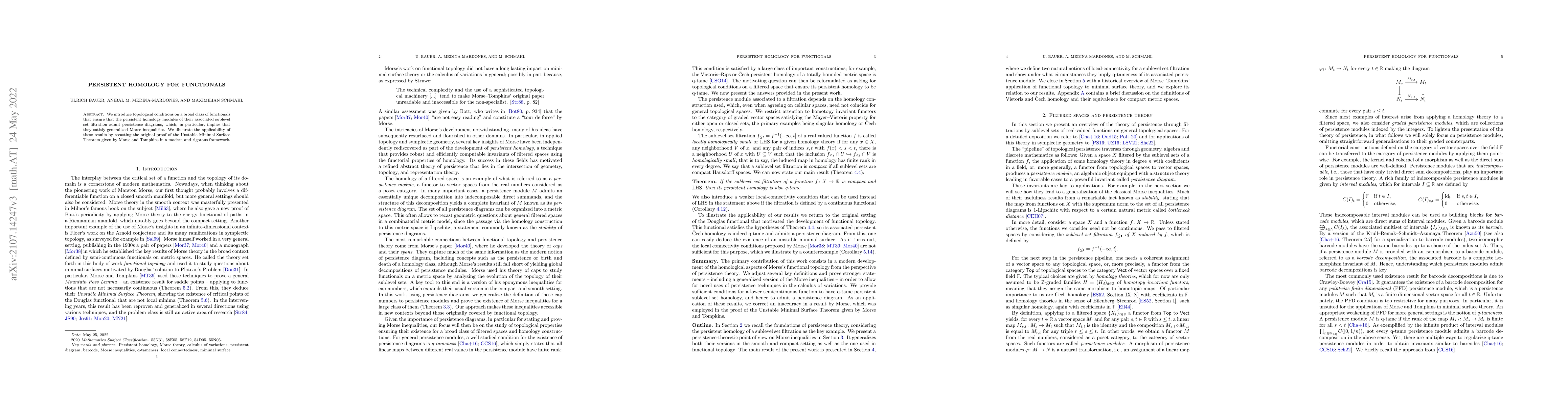 Thumbnail for Persistent homology for functionals