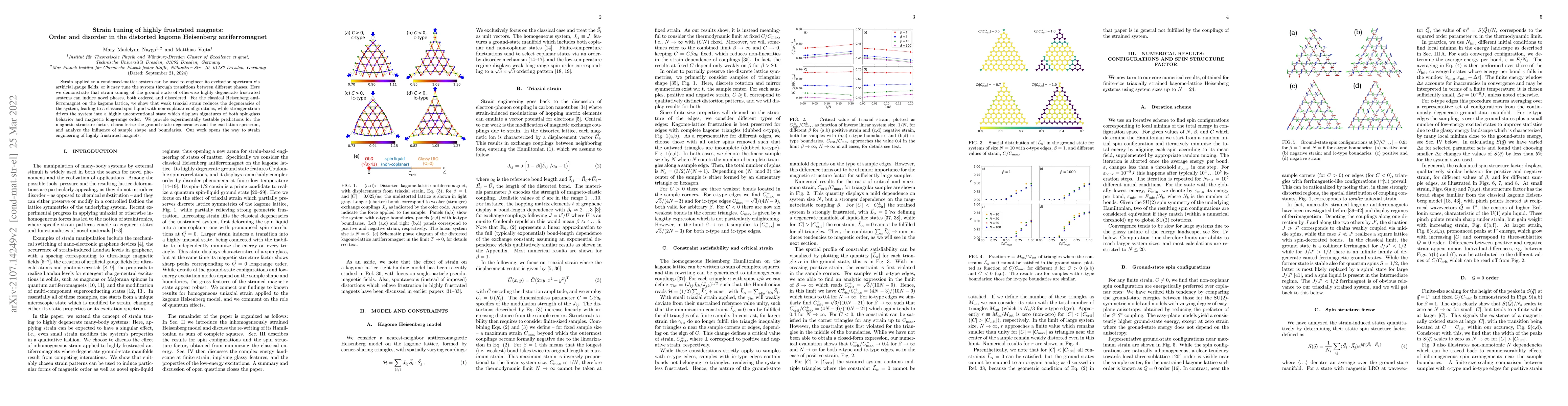 Thumbnail for Strain tuning of highly frustrated magnets: Order and disorder in the
  distorted kagome Heisenberg antiferromagnet