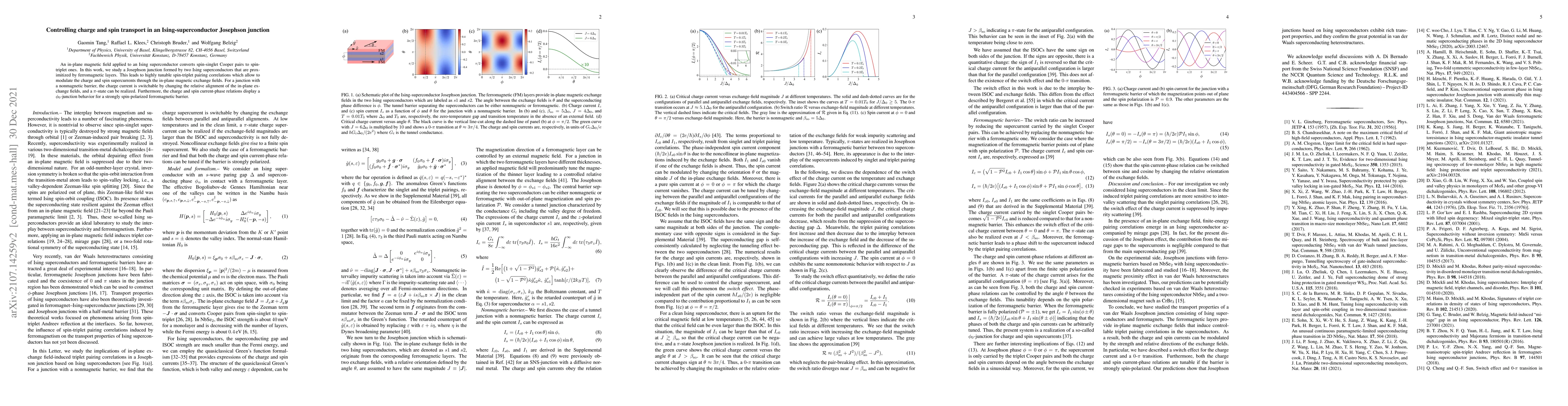 Thumbnail for Controlling charge and spin transport in an Ising-superconductor
  Josephson junction