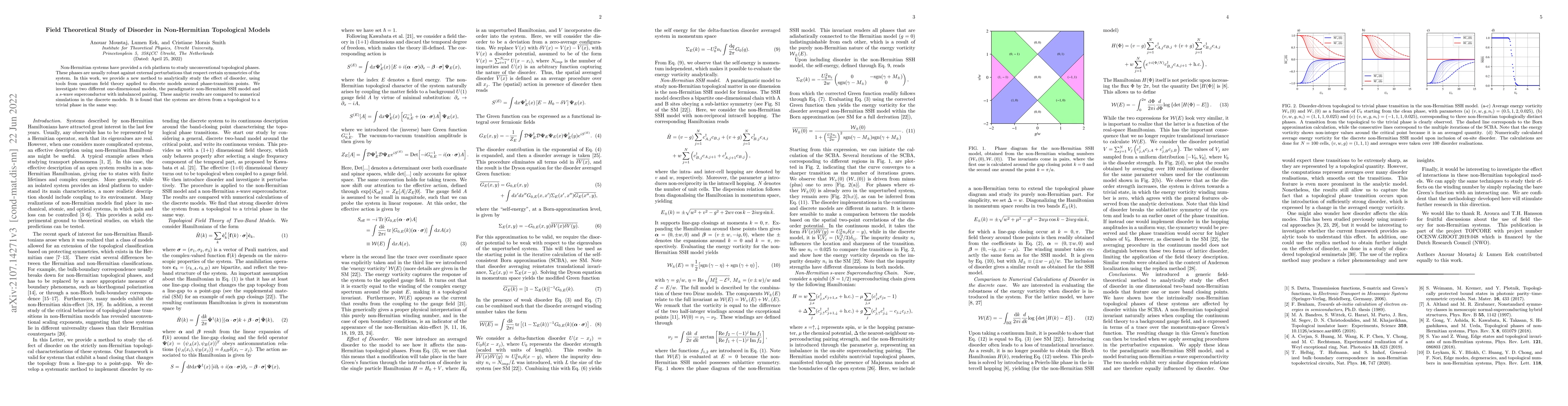 Thumbnail for Field Theoretical Study of Disorder in Non-Hermitian Topological Models