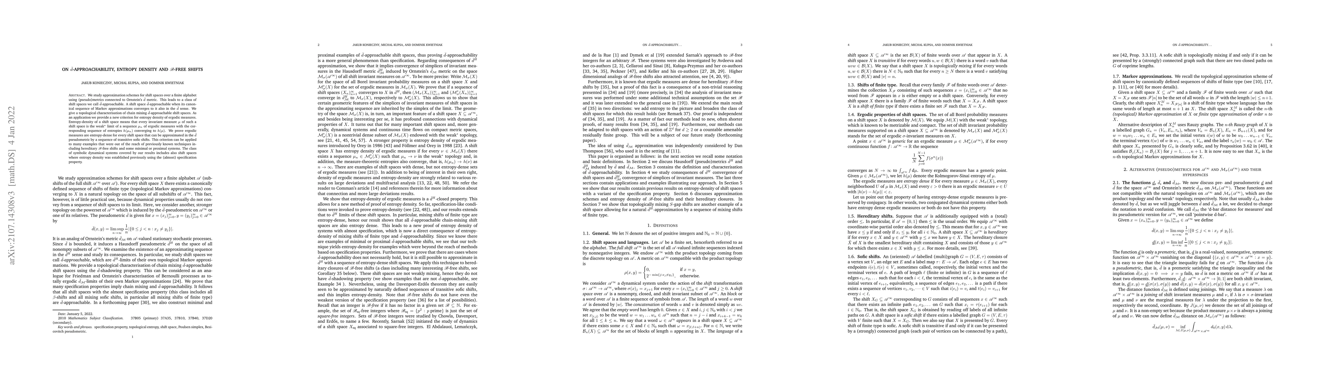Thumbnail for On $\bar{d}$-approachability, entropy density and $\mathscr{B}$-free
  shifts