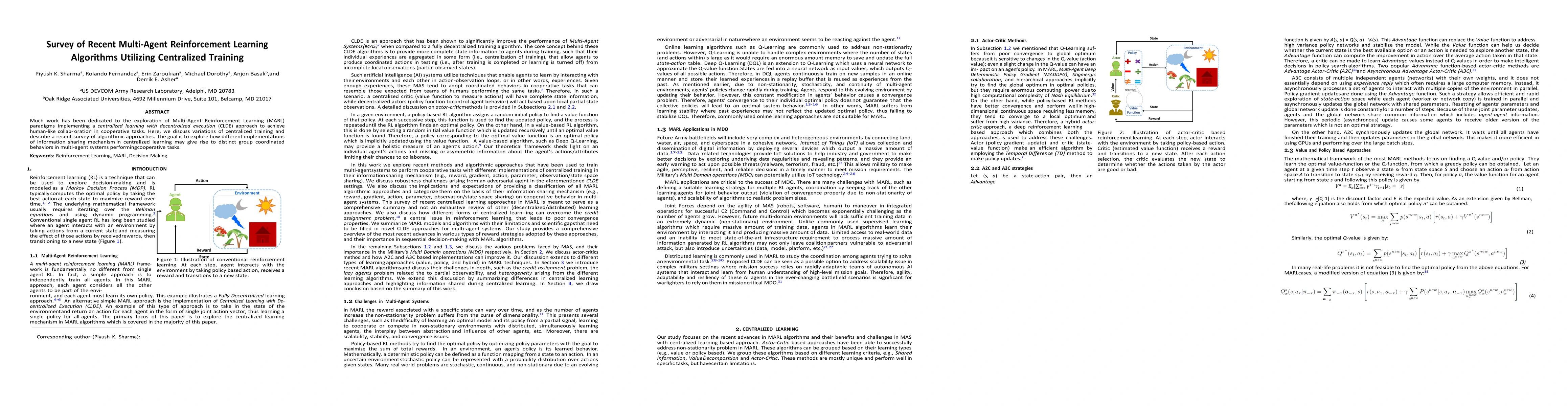 Thumbnail for Survey of Recent Multi-Agent Reinforcement Learning Algorithms Utilizing
  Centralized Training