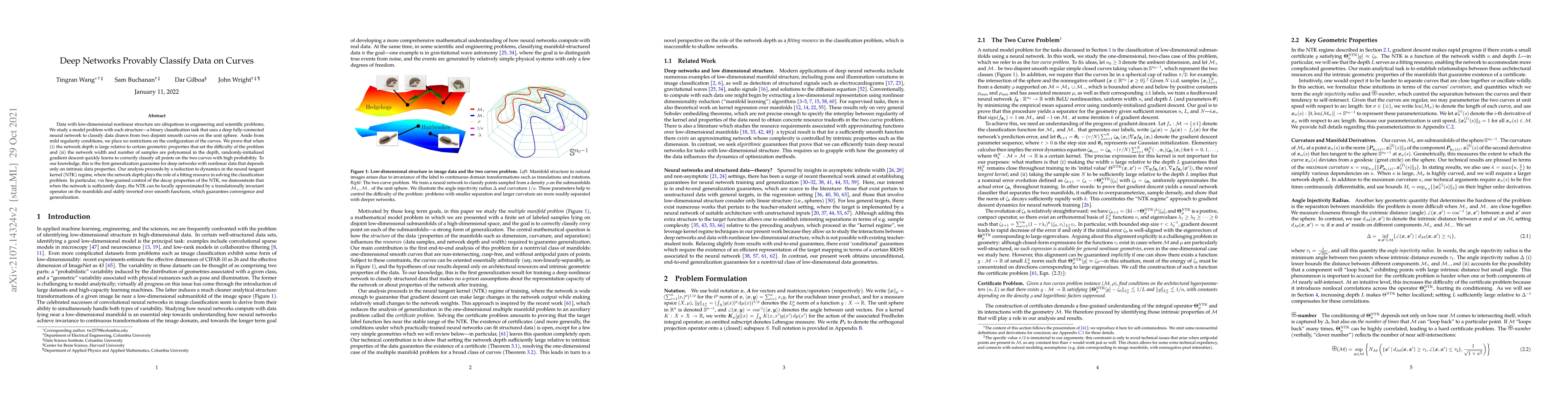 Thumbnail for Deep Networks Provably Classify Data on Curves