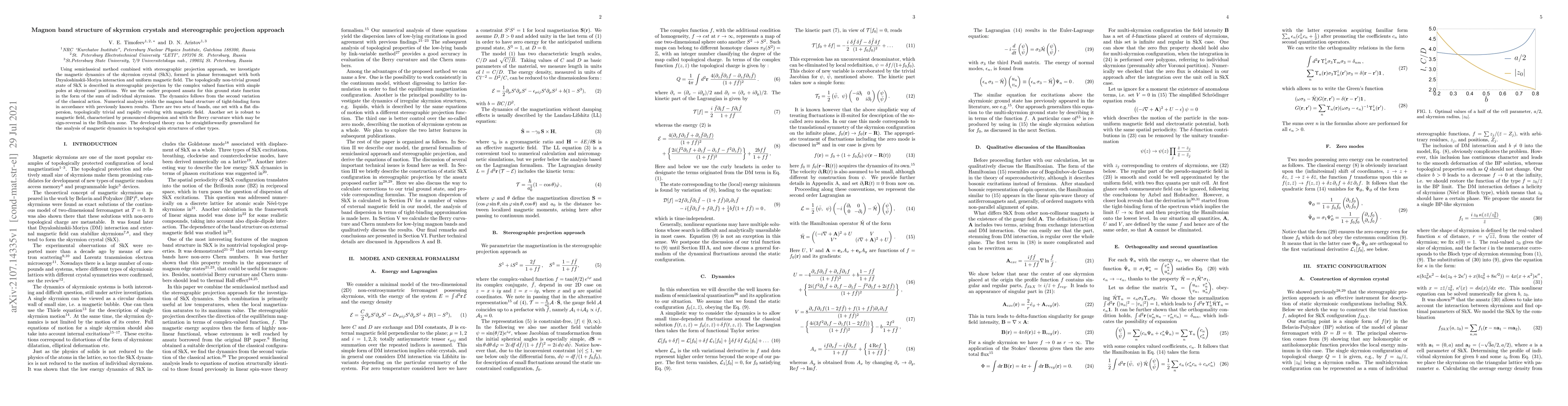 Thumbnail for Magnon band structure of skyrmion crystals and stereographic projection
  approach