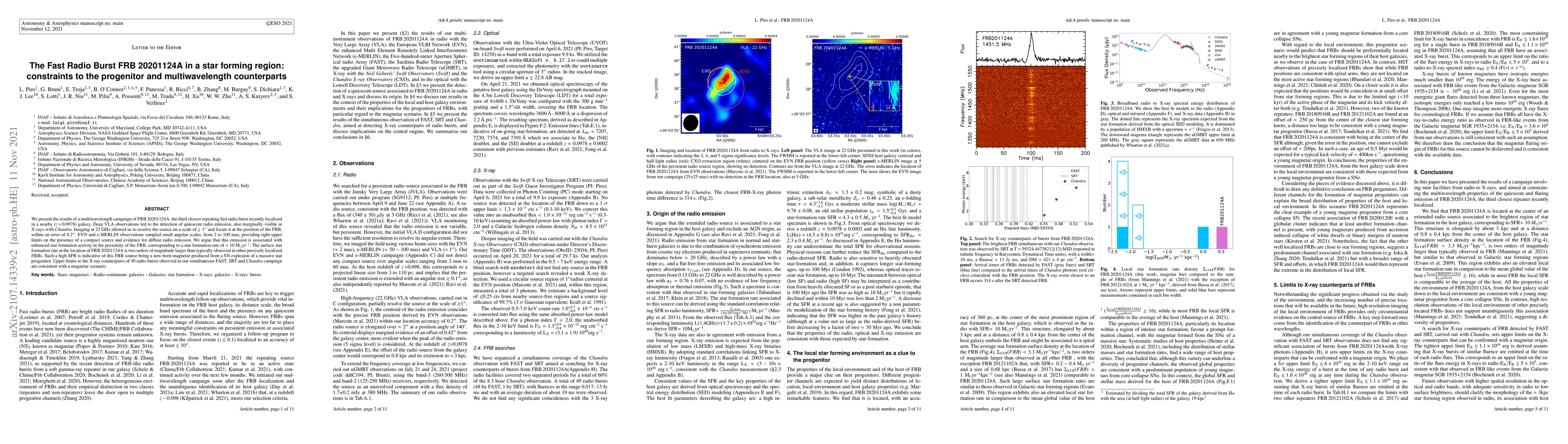 Thumbnail for The Fast Radio Burst FRB 20201124A in a star forming region: constraints
  to the progenitor and multiwavelength counterparts