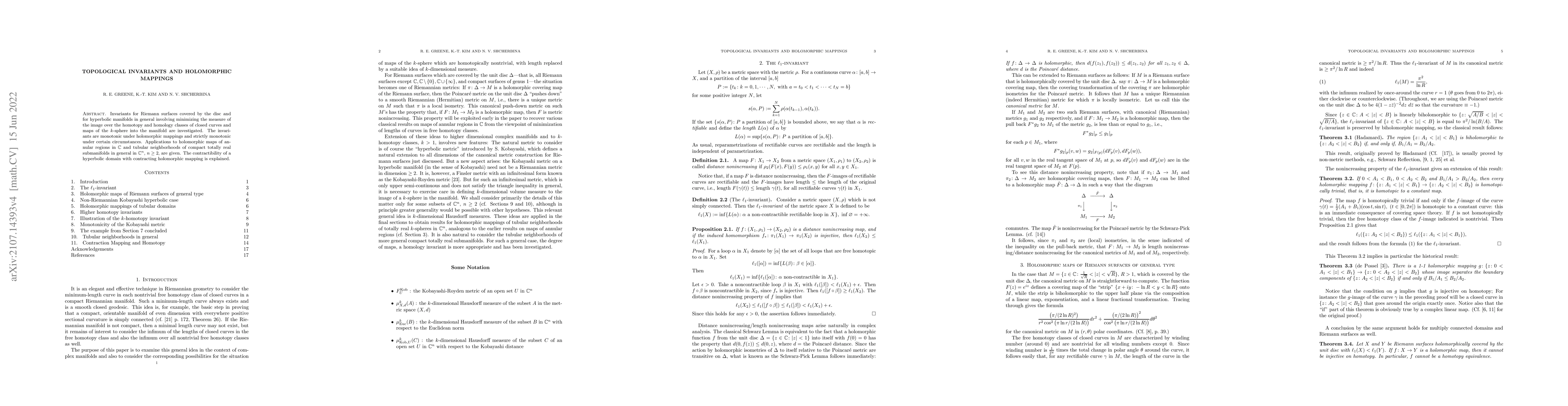 Thumbnail for Topological invariants and Holomorphic Mappings